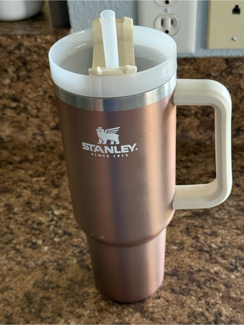 Stanley Copper and White Insulated Travel Tumbler with Handle